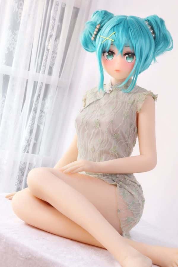 Green hair Japanese cartoon doll
