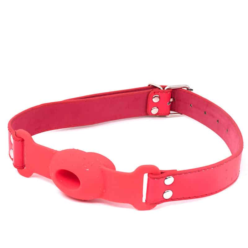 Red and Black Silicone Leather Open Mouth Gag JD-AB3052