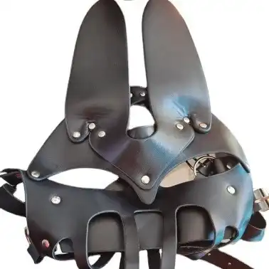 Black leather BDSM bunny mask