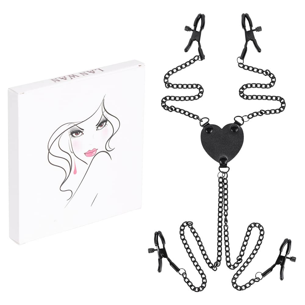 nipple clamps with chain heart-shaped