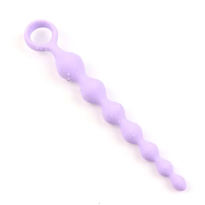Purple beaded long butt plug