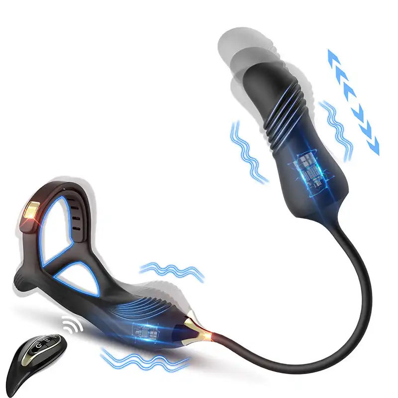 Black silicone wearable thrusting butt plug