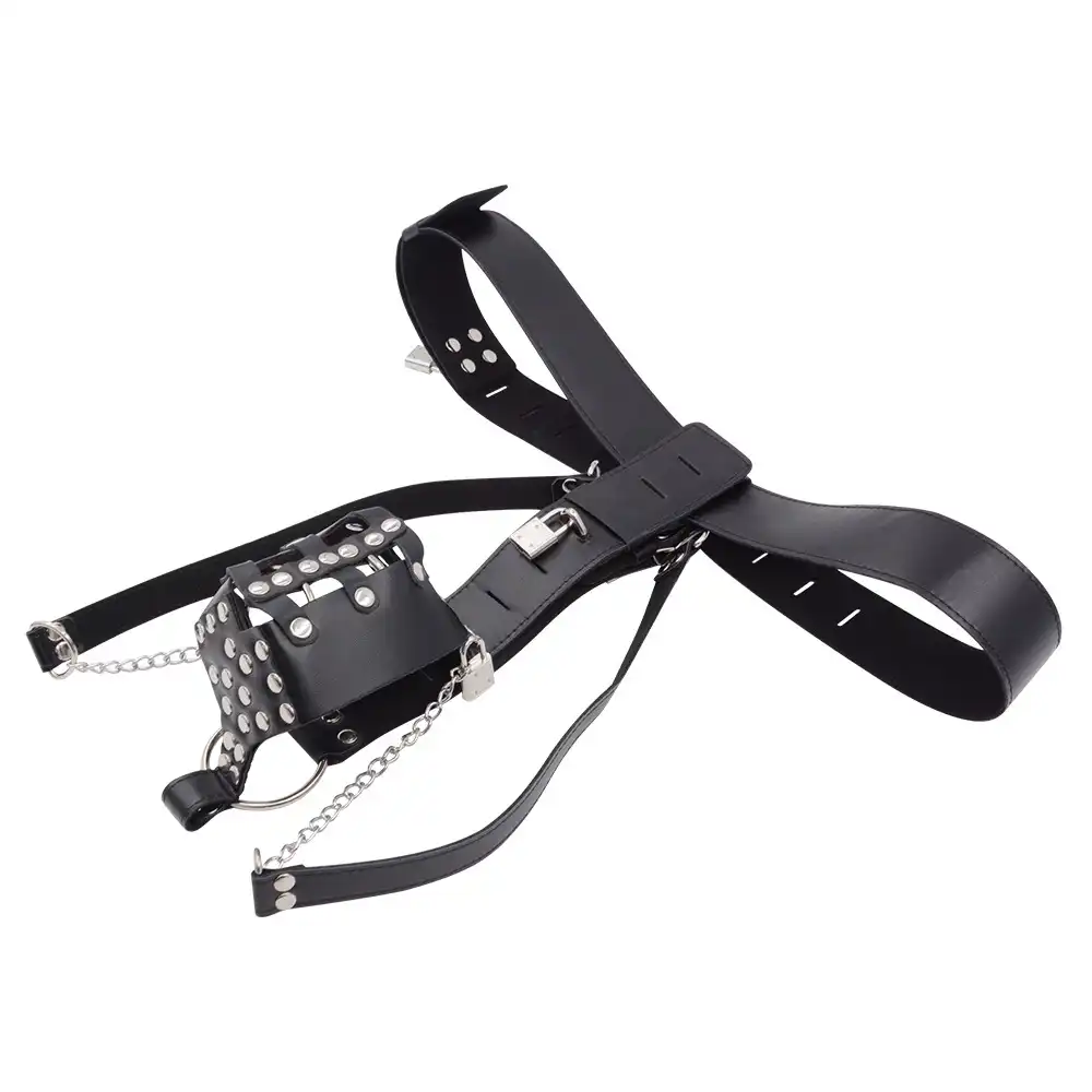 Black penile chastity belt for men