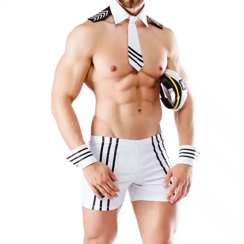 White stripes cop costumes for men