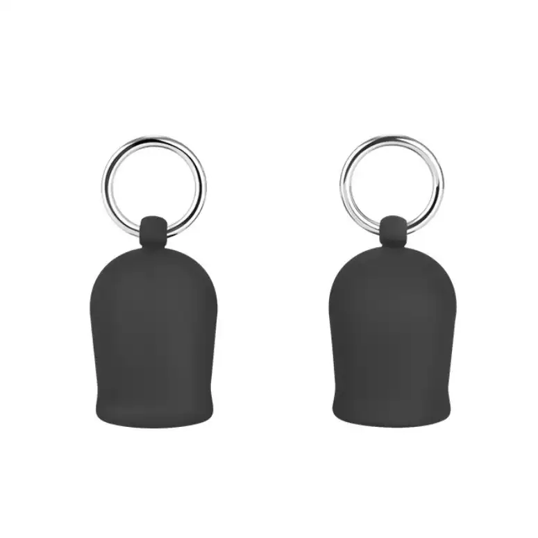 Black silicone vacuum nipple sucker sex toy with iron hoop