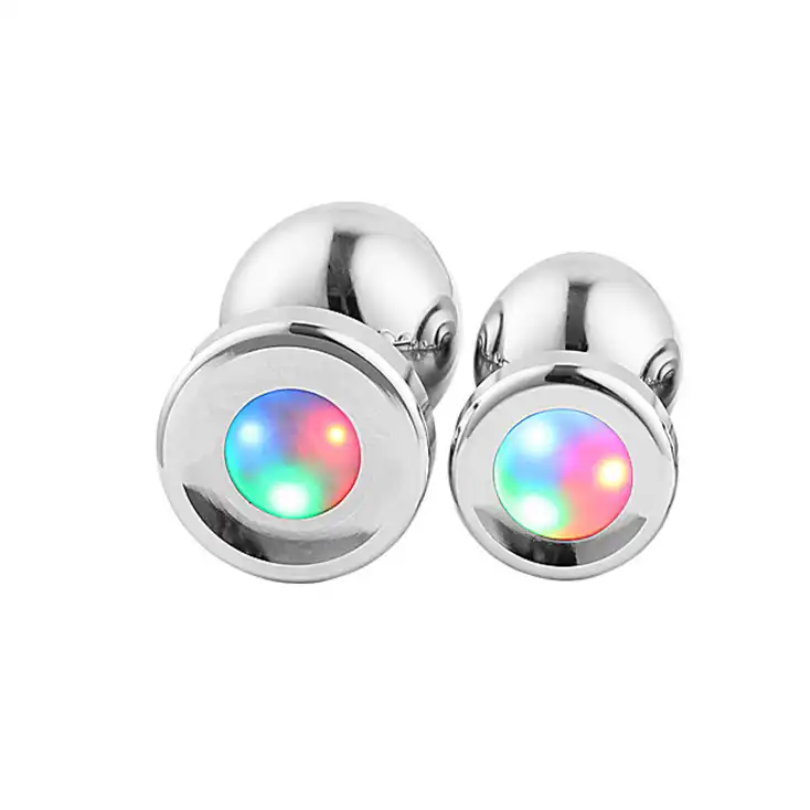 Metal multicolor light-up anal butt plug