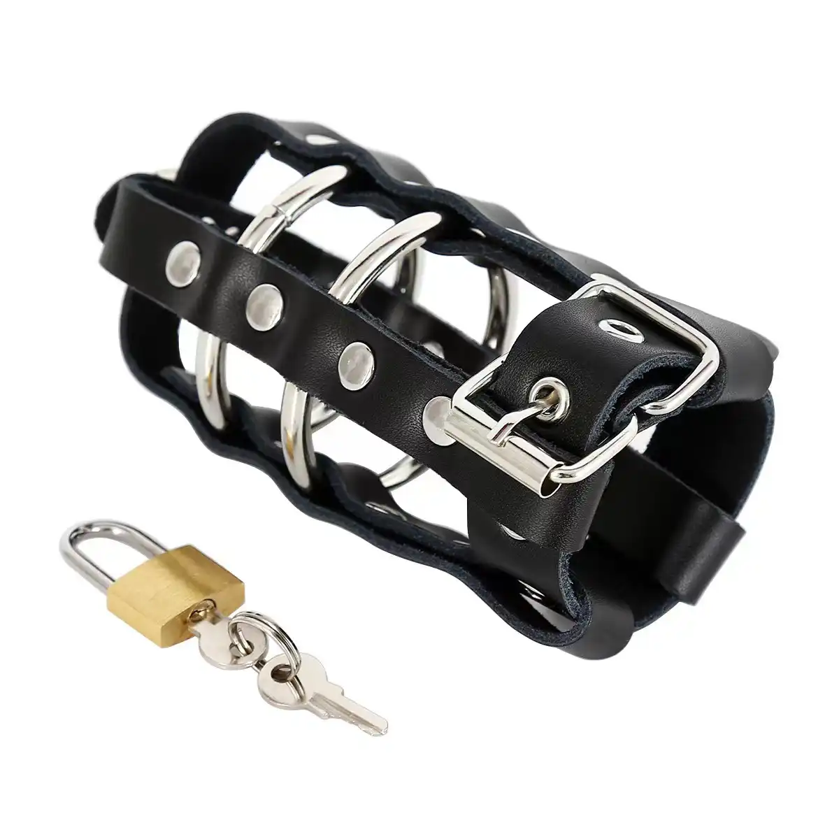 Bird cage ring set male chastity lock