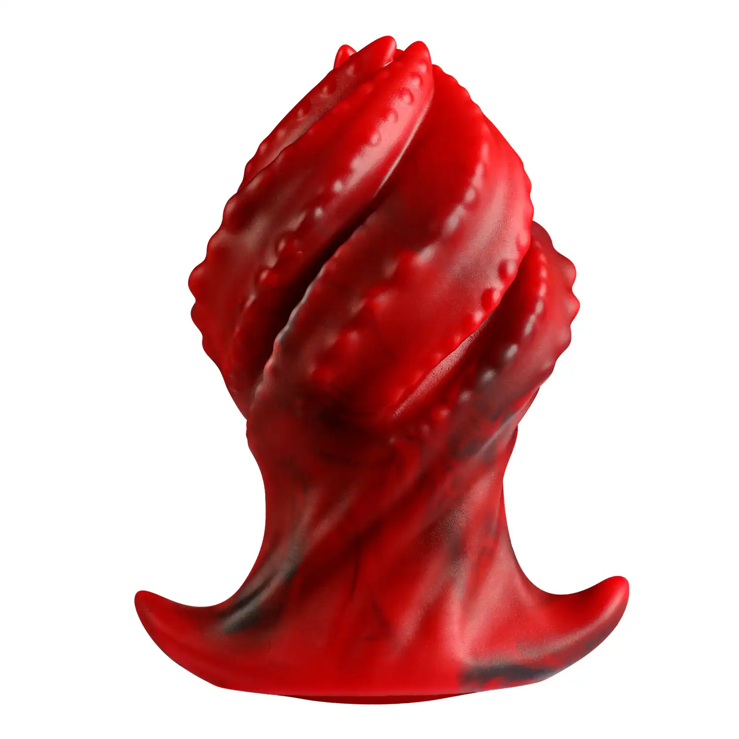 Red uniquely-shaped large silicone butt plug
