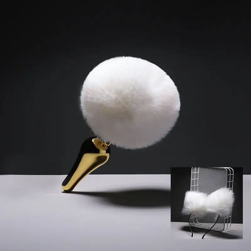 White bunny tail butt plug with ears