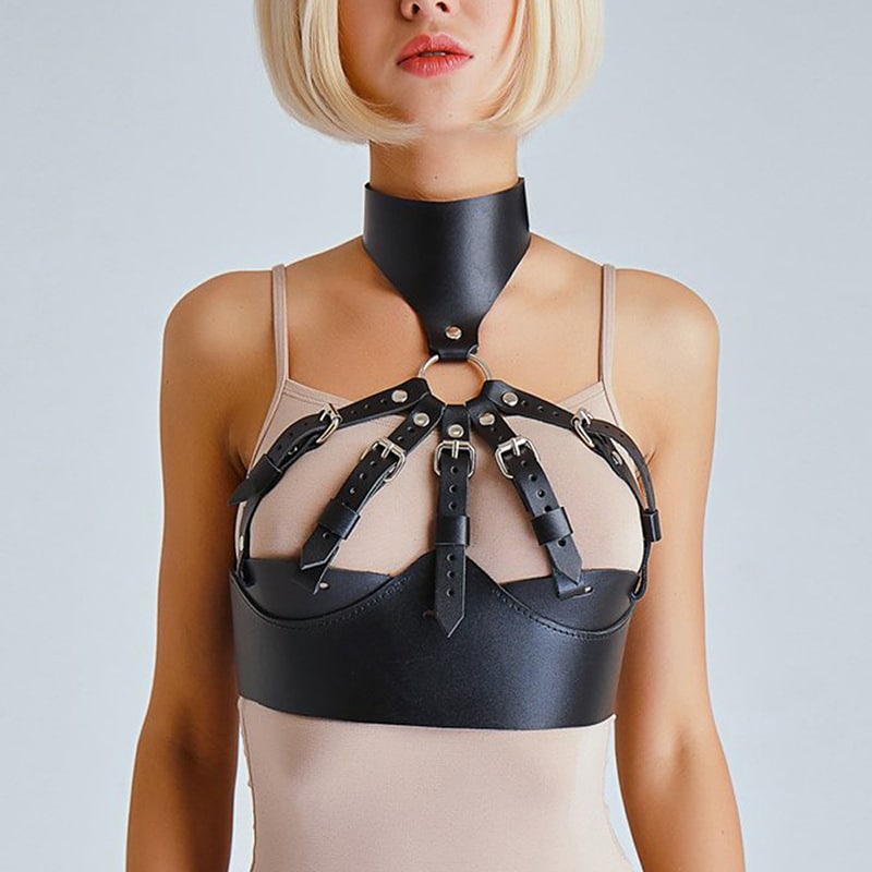 Leather Bra with Choker