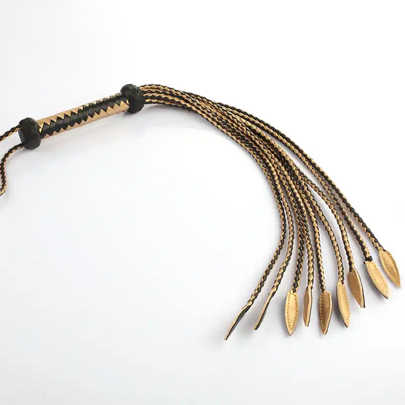 Brown braided leather flogger