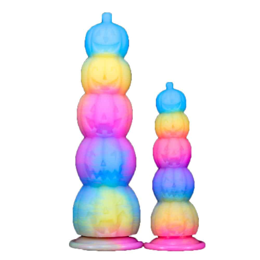 Stacked Pumpkin Multicolor Silicone Glow-in-the-Dark Dildo ALBHSGJ046-NG