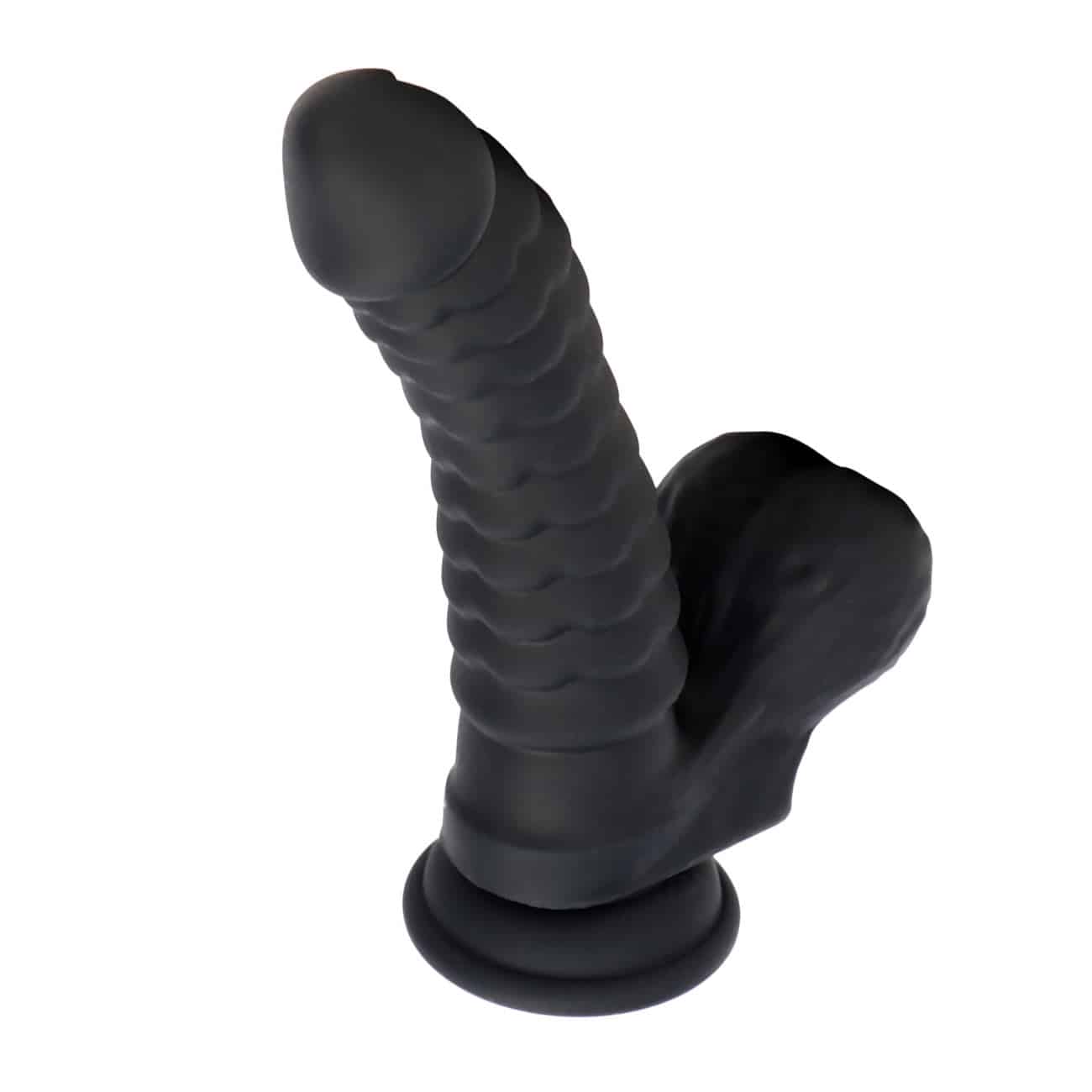 Liquid Silicone Big Black Dildo with Kangaroo Features YH-DS