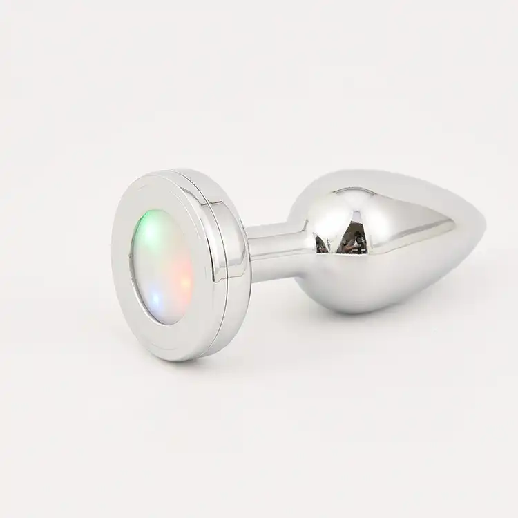 Metal luminous color light vibrating anal plug