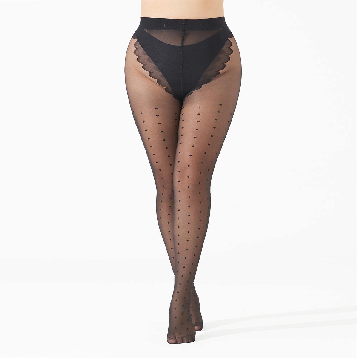 Black Polka Dot Plus Size Stocking ZQ-36266