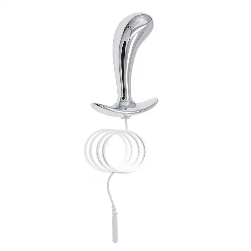 Metal thumb-shaped butt plug with electro shock