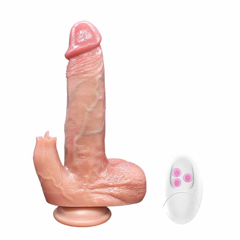 Vibrating dildo with clit licking
