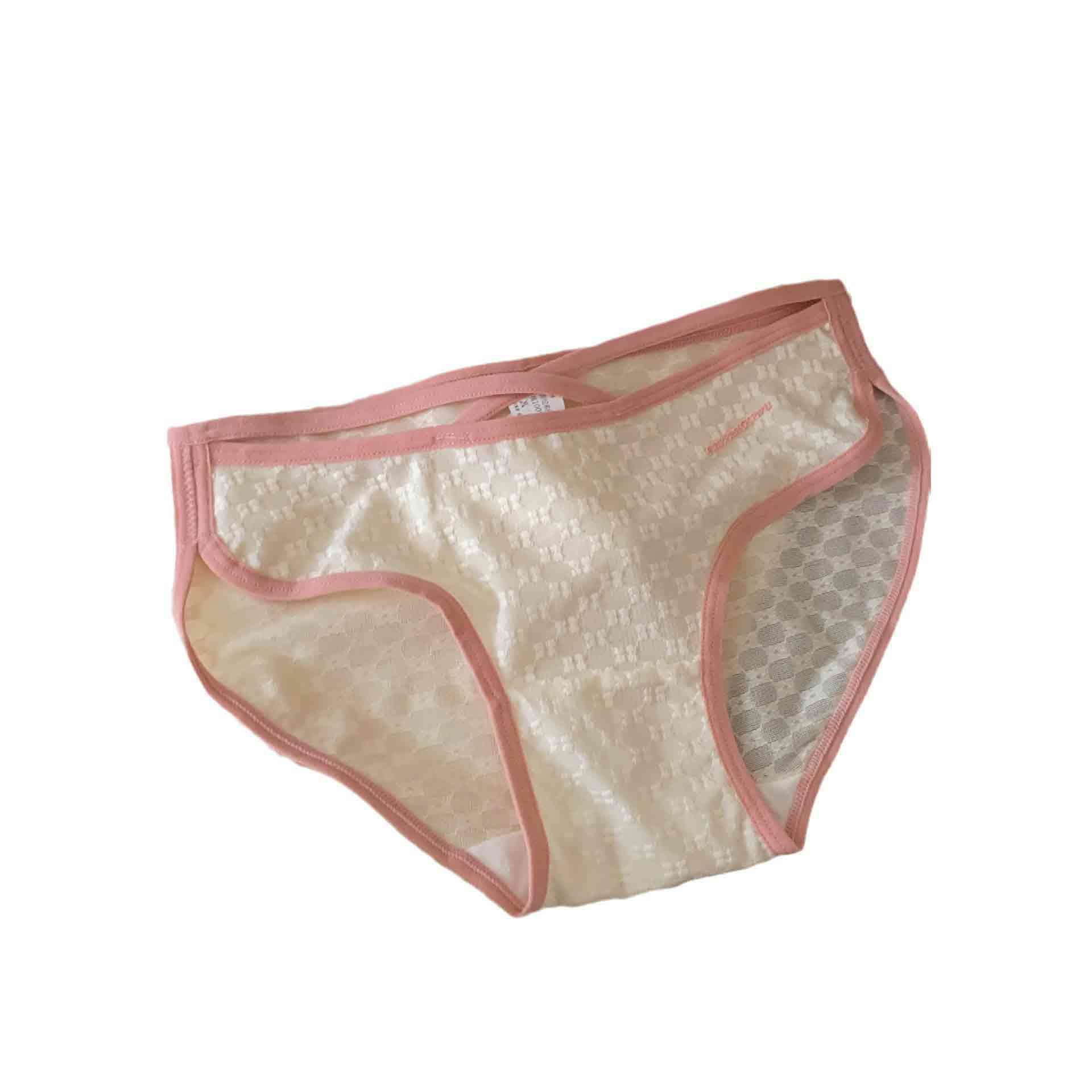 Solid Color Cotton High-Waist Panty with Red Trim GRY-MJ-D39