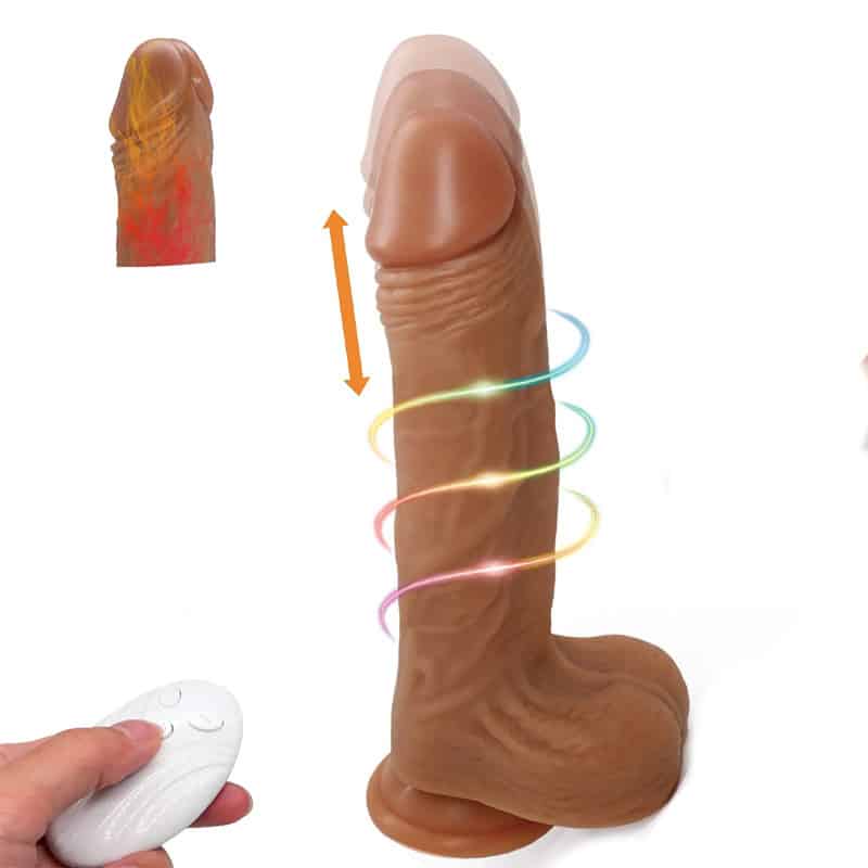 Heating rotating thrusting penis