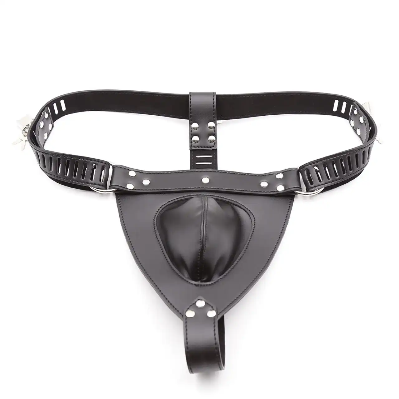 Black bondage chastity belt for men