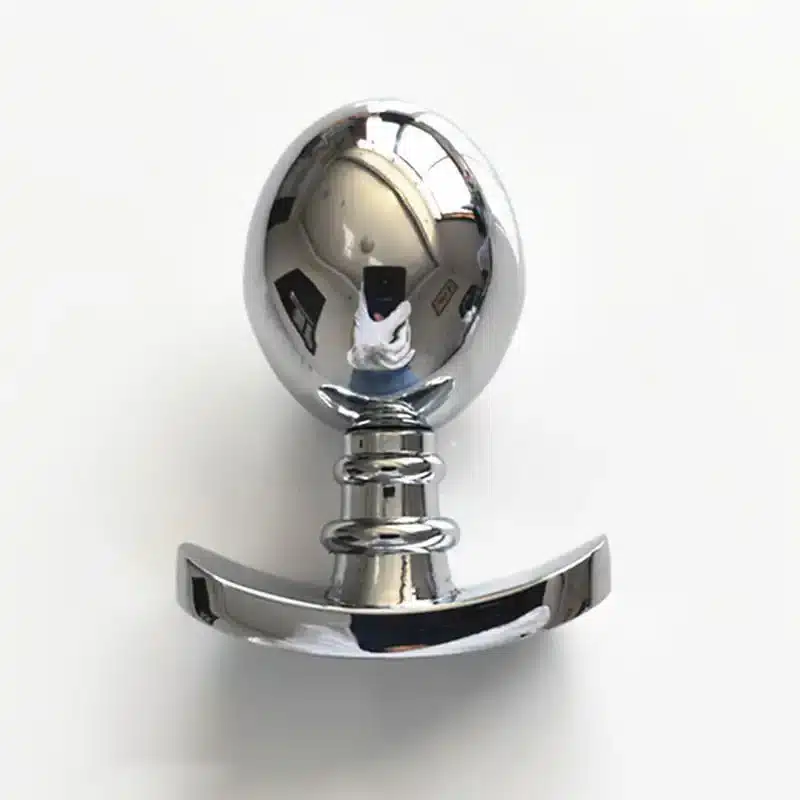 Elliptical-shaped big metal butt plug for gay