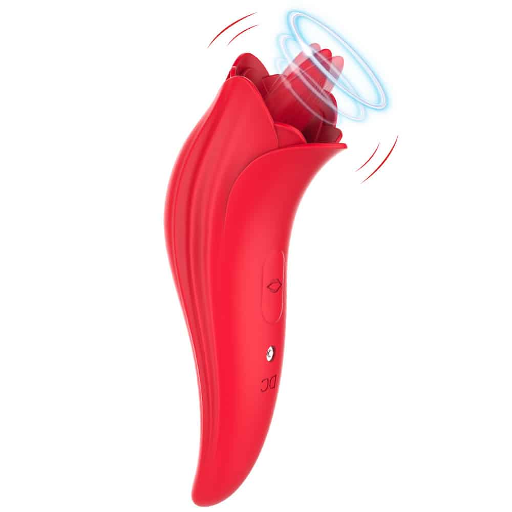 Rose flower design licking vibrator