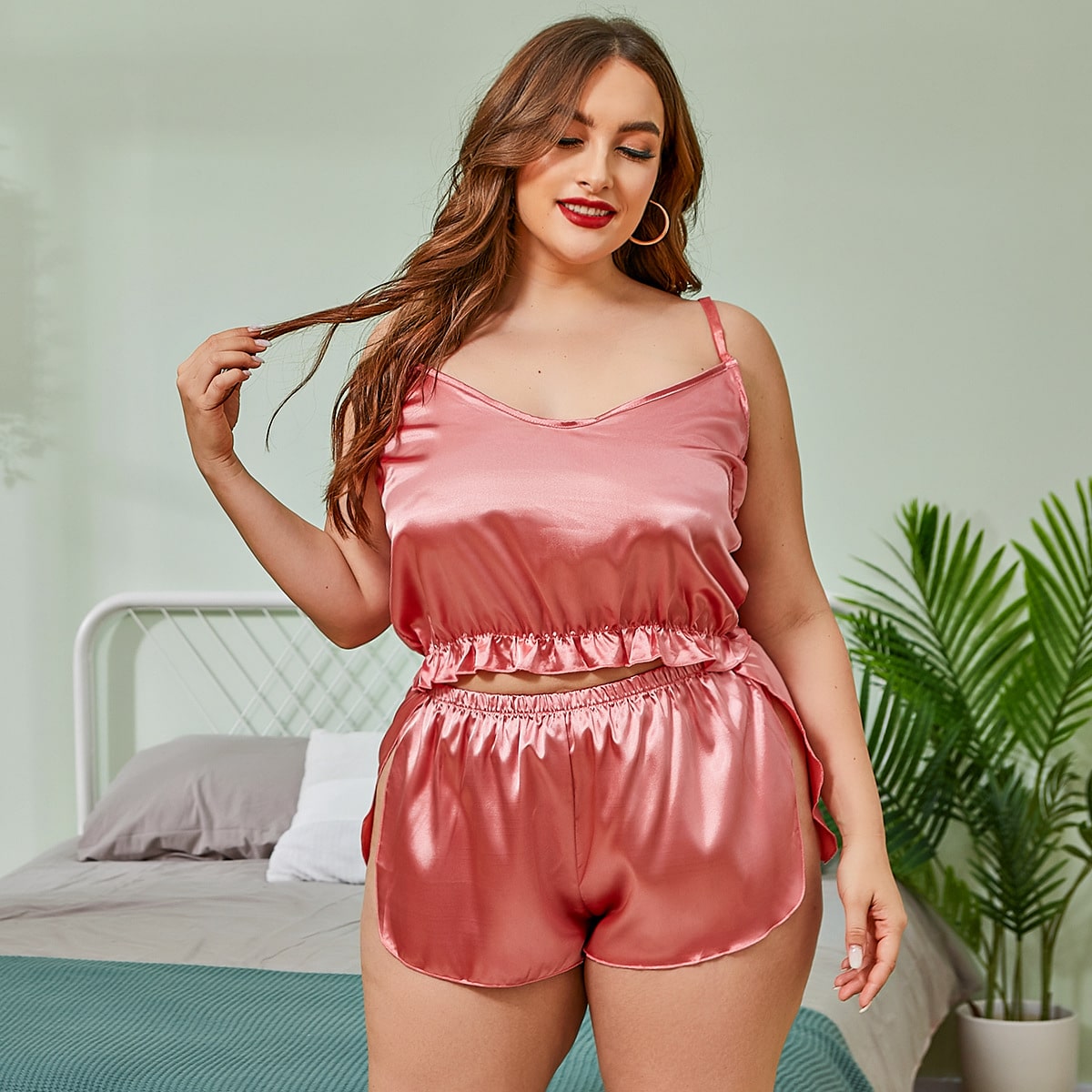 Plus Size Pink Cami & Short Pajama Set