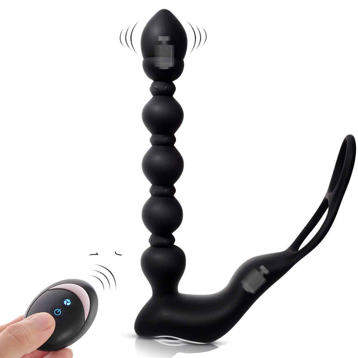 Remote control vibrating anal toy with cock ring