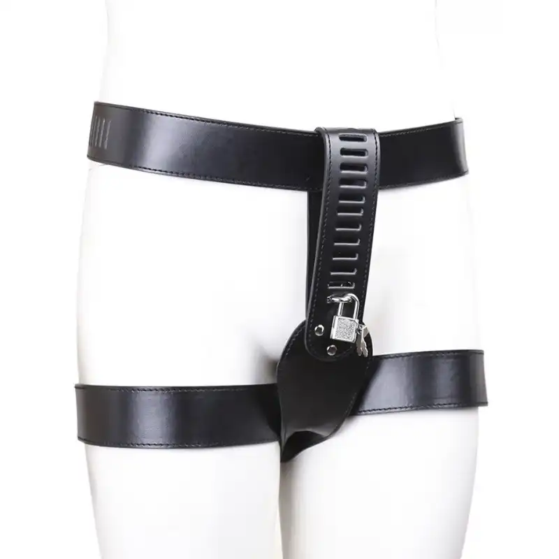 Black bondage female chastity belt with lock
