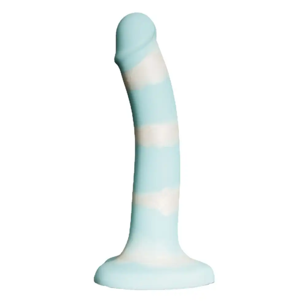 Blue and white heart-shaped suction cup anal dildo