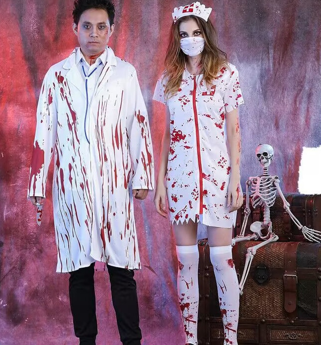 Sexy couples Halloween doctor and nurse costumes