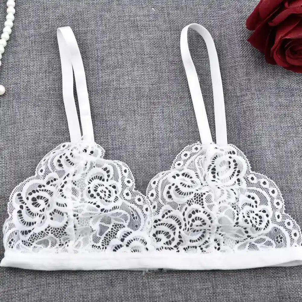 White lace patterned bra