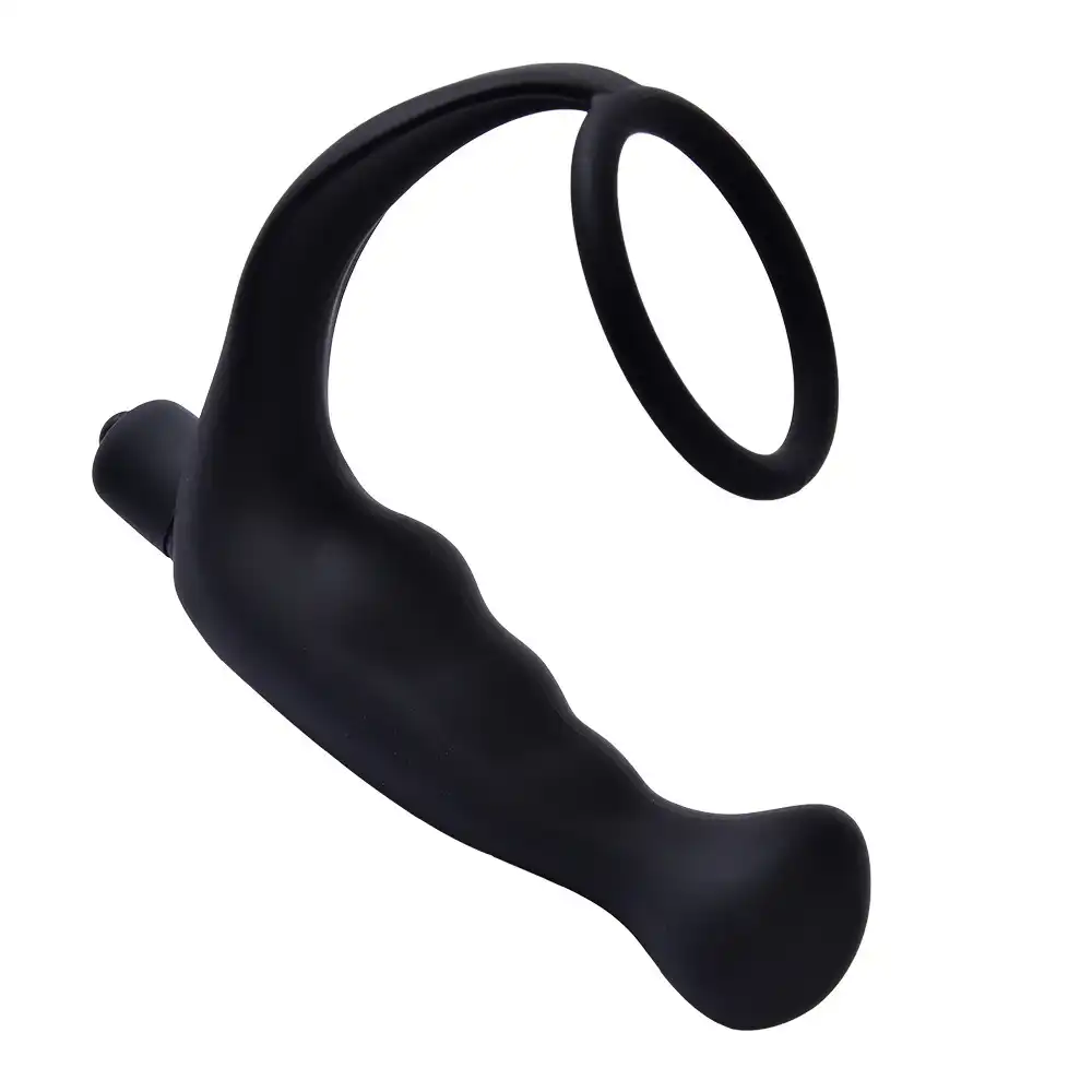 Black silicone wearable butt plug vibrator