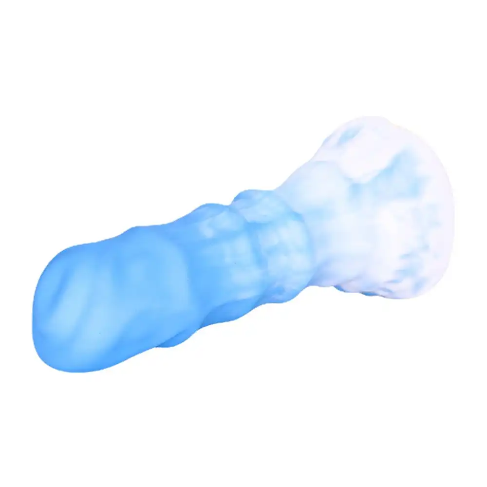 Gradient blue silicone horse dildo for gay