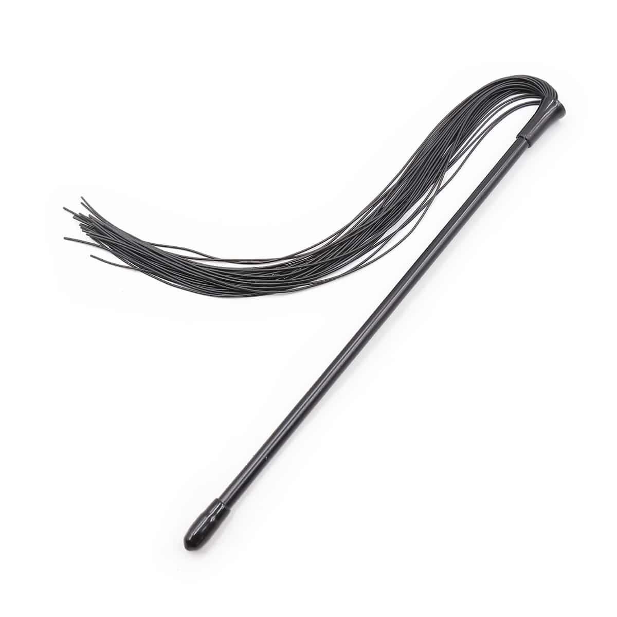 Long handle black rubber flogger