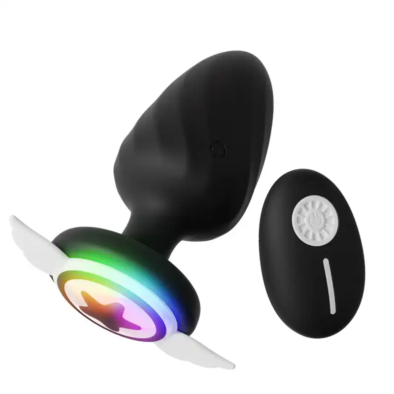 Black remote-controlled light-up vibrating butt plug