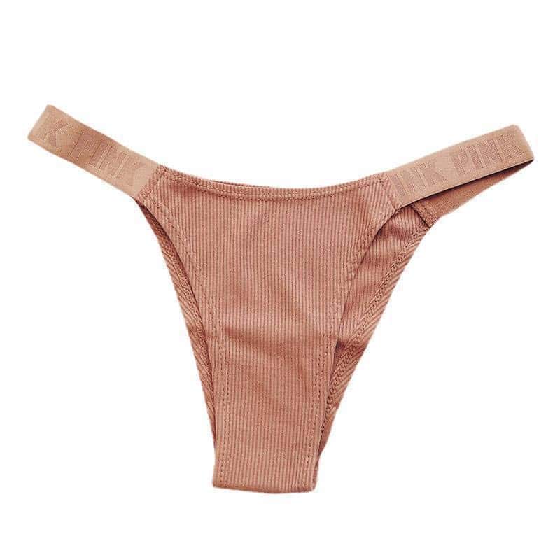 Solid Color Cotton High-Waist G-String Panty QM-AL-650353731781