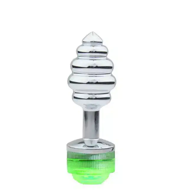 Metal threaded LED light-up butt plug