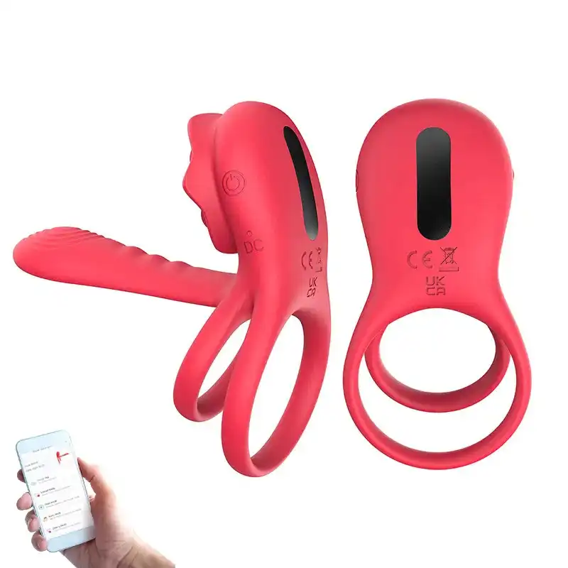 Red rose couples vibrator with a ring