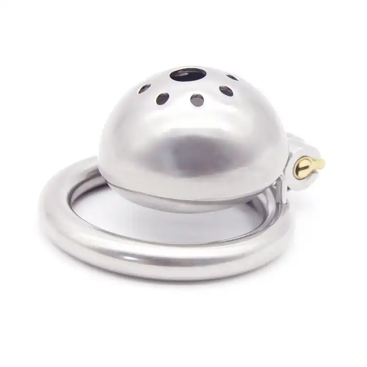 Small size pot lid type metal male chastity lock