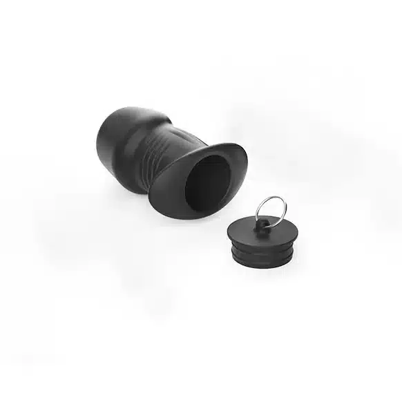 Black hollow silicone butt plug with stopper