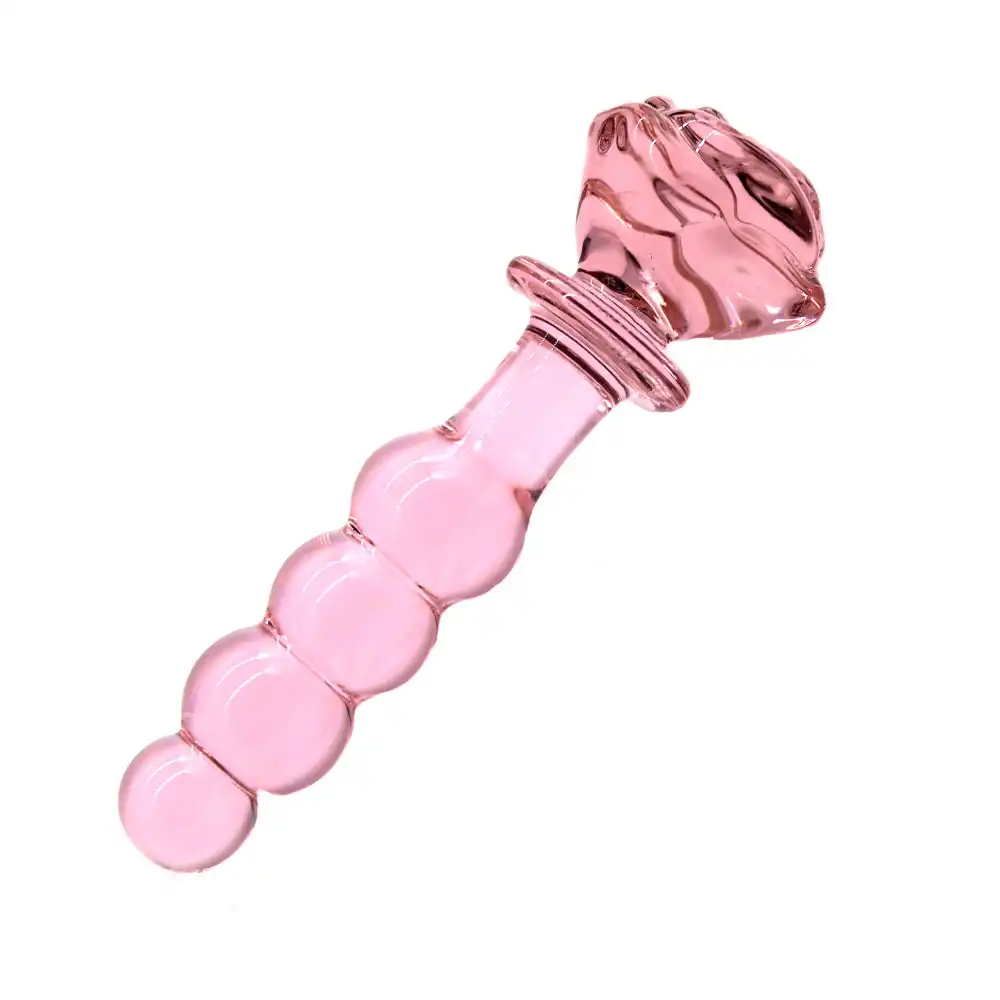 Pink Glass Rose Butt Plug