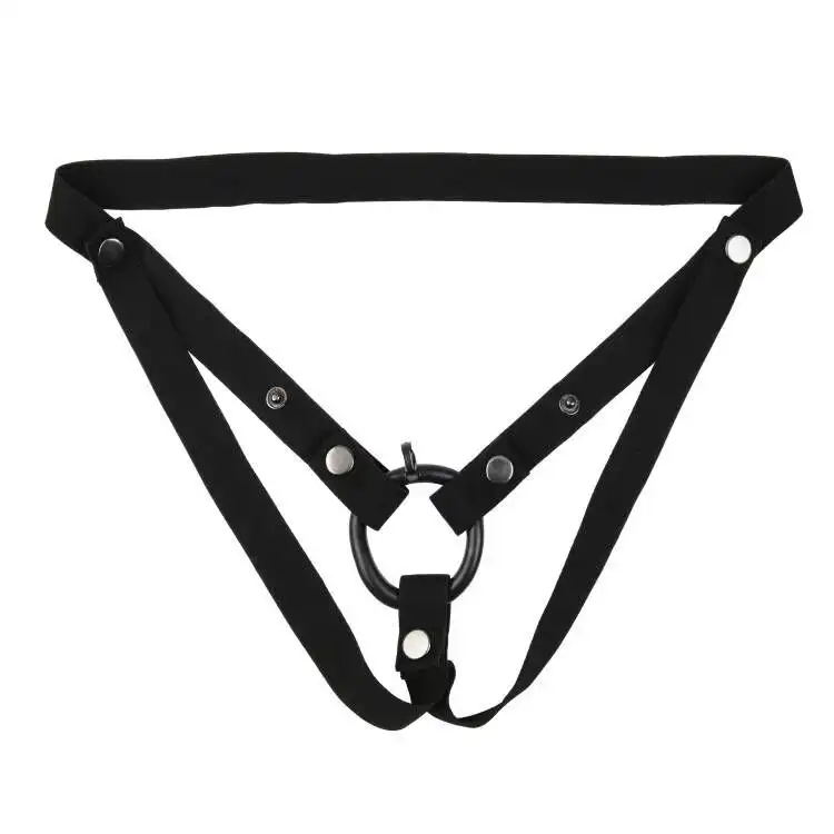 Black bondage adjustable chastity belt for men