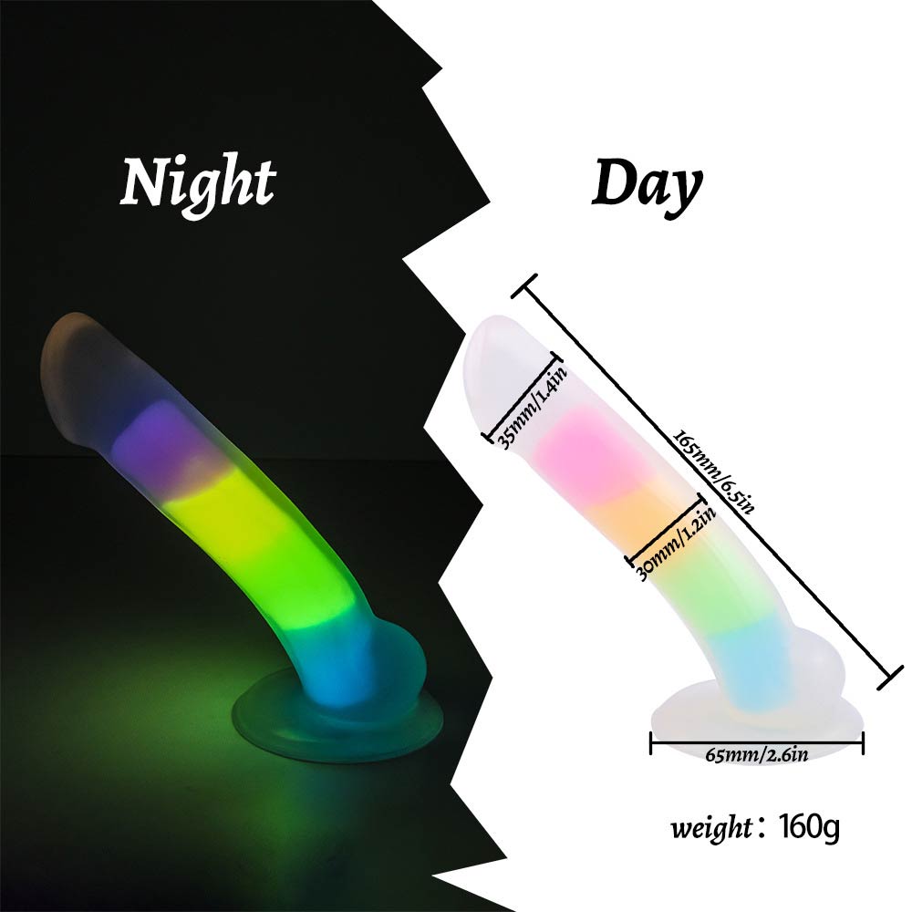 Transparent Outer Layer Dual-Layer Silicone Glow-in-the-Dark Dildo JCA142-B