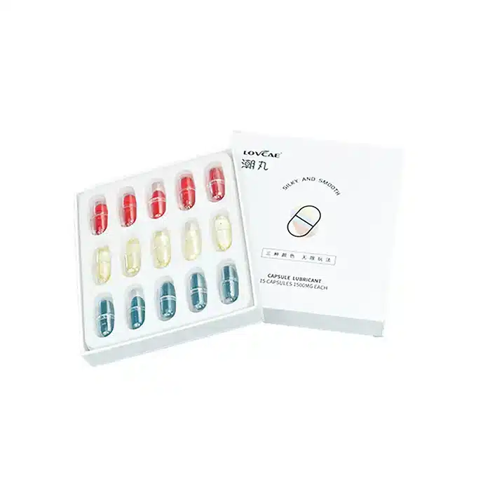 Tri-color capsule silicone lube (box of 15 capsules)