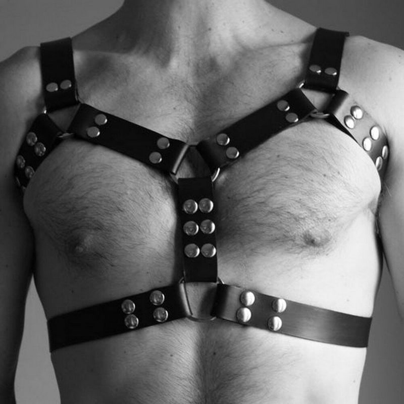 Adjustable Leather Body Chest Half Harness
