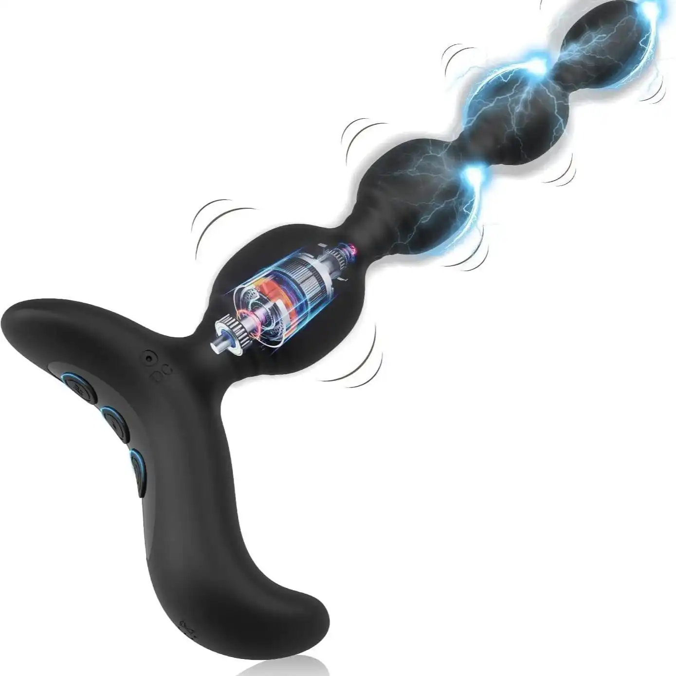 Black beaded butt electro plug with handle