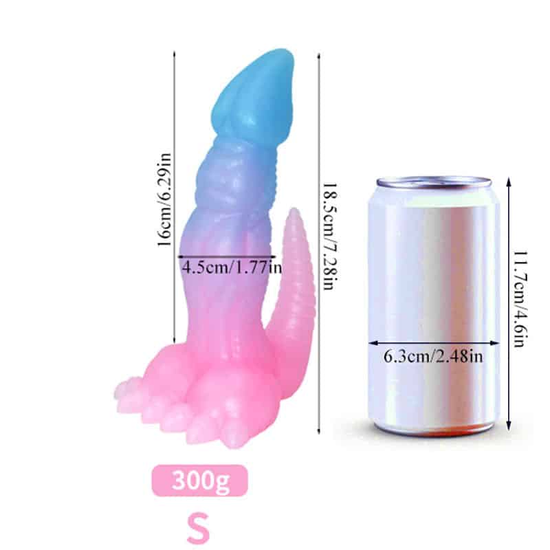Gradient Liquid Silicone Glow-in-the-Dark Monster Horn Dildo JZC-538
