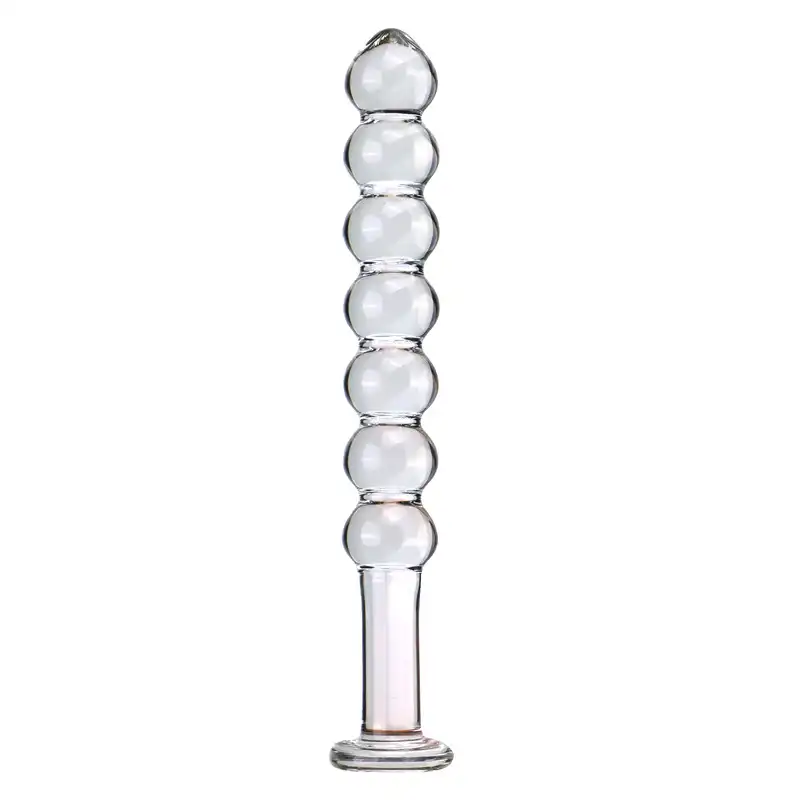 Small Glass Butt Plug With Beads